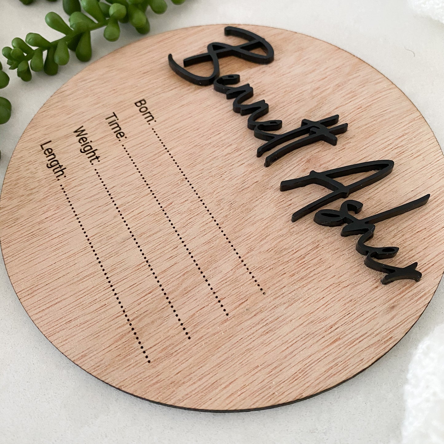 Wooden Birth Announcement Disc